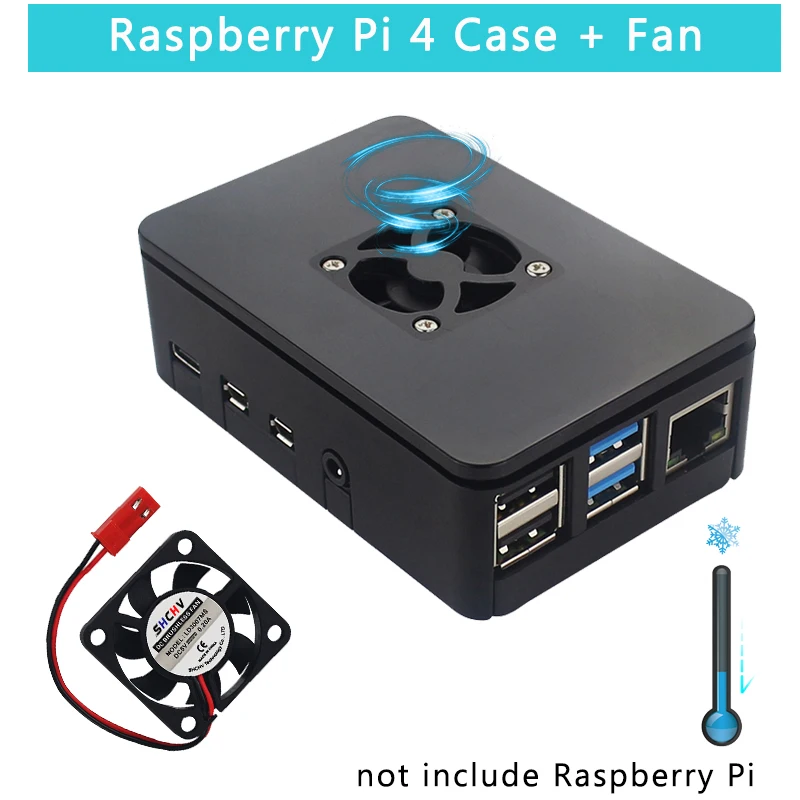 Корпус для Raspberry Pi 4 из АБС-пластика черный корпус поддержка вентилятора