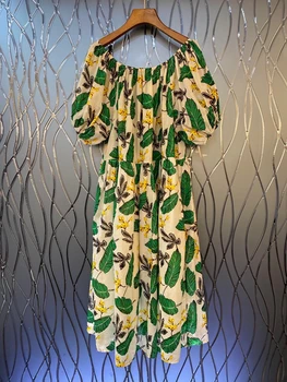 

2020 Spring and Summer New Bertha Prints Assorted Color Decoration Loose Short-Sleeve Dress 627