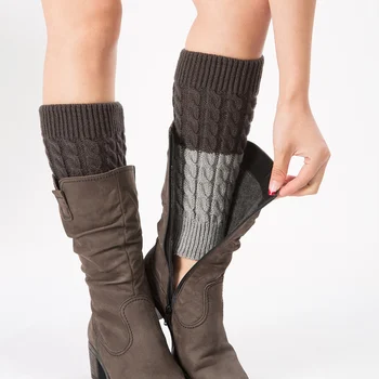 

Pratical Leg Warmers Winter New Women Fashion Creative Patchwork Thermal Acrylic Knitted Boot Cuffs Socks Cover Shoe Accessories