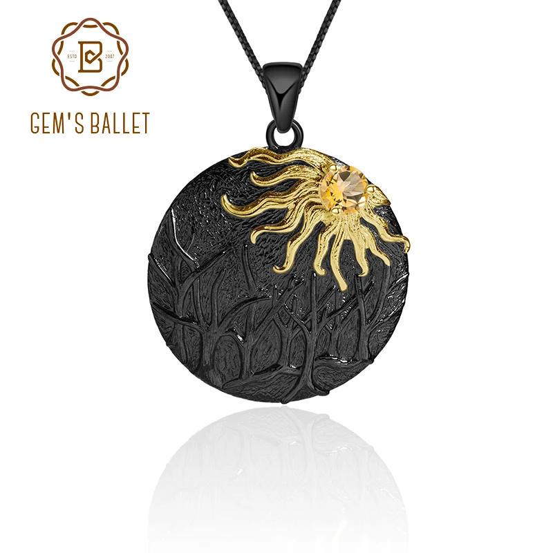 GEM'S балет, защита от солнца, история, натуральный цитрин, хорошее ювелирное изделие, 925 пробы, серебро, ручной работы, драгоценный камень, кулон, ожерелье для женщин