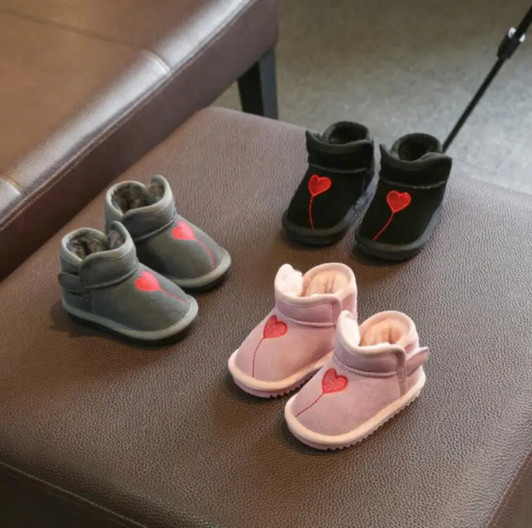 

2019 Winter Kids Fur Fashion snow boots thick Toddler Genuine Leather Shoes Warm Plush Soft Girls Boots Winter ski Boot for Baby