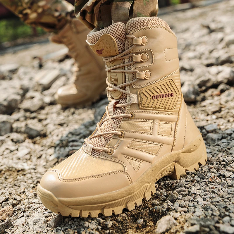 

Military Tactical Mens Boots Special Force Leather Waterproof Desert Combat Ankle Boot Army Work Men's Shoes Plus Size 39-47