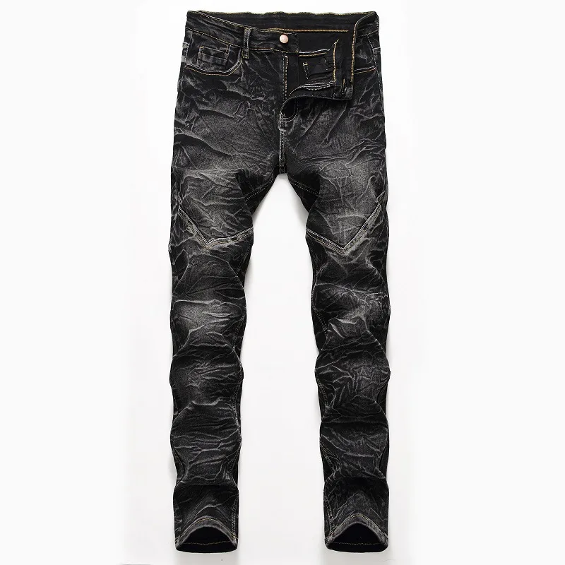 style1 ABOORUN модные мужские джинсы в стиле хип-хоп, уличная одежда, прямые вымытые синие хлопковые джинсовые штаны для мужчин R3255 - Цвет: style1
