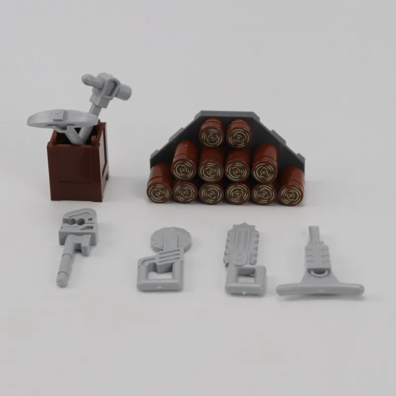 Compatible for Locking MOC The Tree Stump with Axe Saw Building Blocks Toys Children Assemble City DIY Parts Learning Gifts | Игрушки и