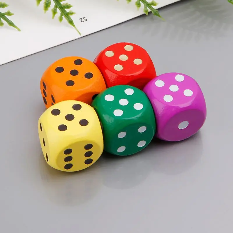 

5pcs 16mm Wood Dice Number Round Corner Hexahedron For Family Party DND Kid Toys