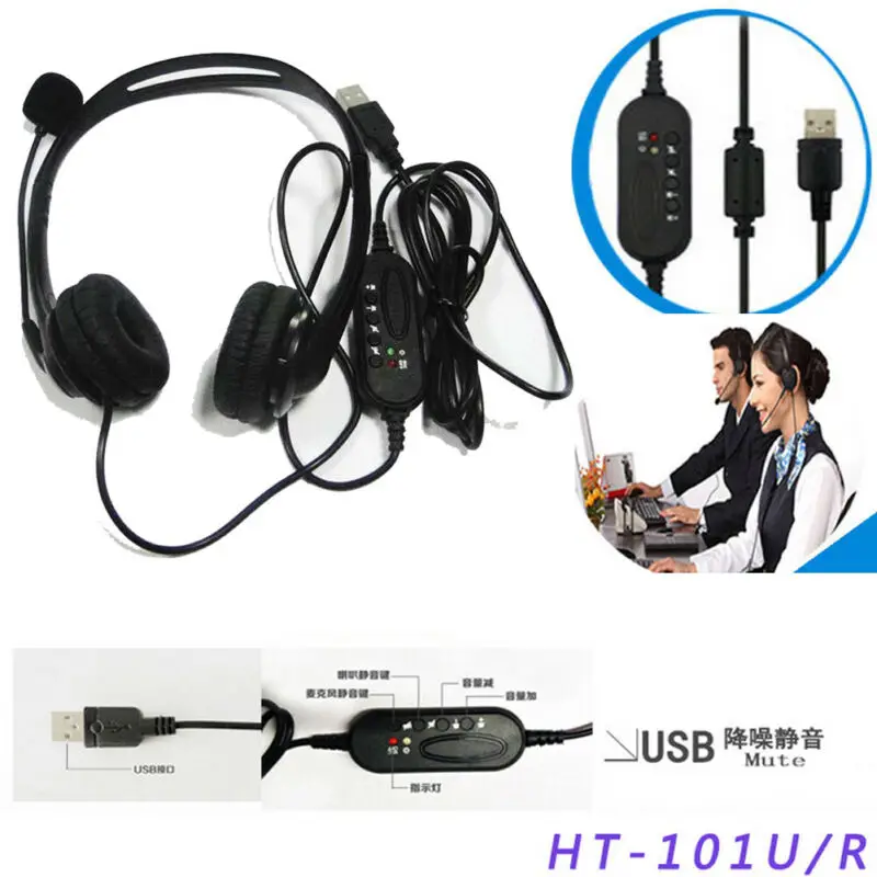 Telephone Headset Call Center Operator USB Corded Offical Headphone With Micro for Computer Laptop PC Telephone Headset Call Center Operator USB Corded Offical Headphone With Micro for Computer Laptop PC