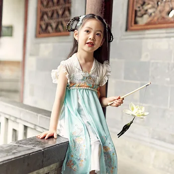 

Children Shirt Girls Hanfu National Style Tang Suit Chinese Style Children's Costume Summer Baby Dress National Trends New Style