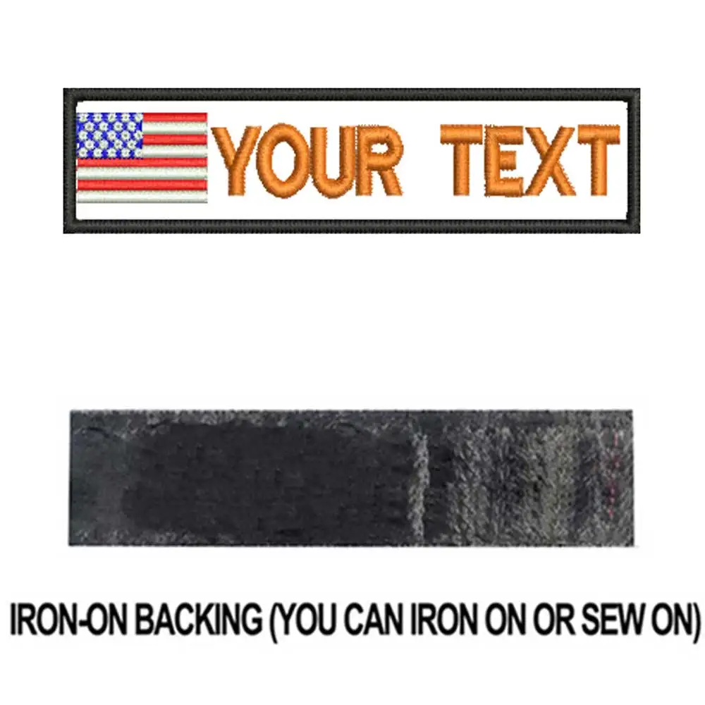 orange iron on Пользовательские флаг США имя патчи персонализированные железные на крючок подложки - Цвет: orange iron on