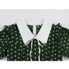 2022 Green Vintage Retro 50s 60s Women Dress Polka Dots Printed Short Sleeve Turn Down Collar Rockabilly A Line Party Jurken ► Photo 3/6