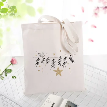 

Canvas Handbag Shopping Bag Tote Bag christmas Text DIY Daily Use Custom Print Logo Eco Reusable Recycle