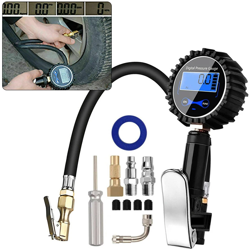 Автомобильный манометр для шин, мотоциклетный Многофункциональный цифровой измерительный ЖК-дисплей