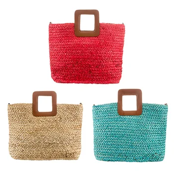 

2020 Spring，Women handbag，Zip and front clip closure, external decorations with accessories, Two wooden handles，AMN-BO300