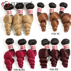 Ombre Color Loose Wave Wavy Bundles Brazilian 100% Human Hair Weave Bundles Blonde Red Burgundy Remy Hair Weaving EUPHORIA