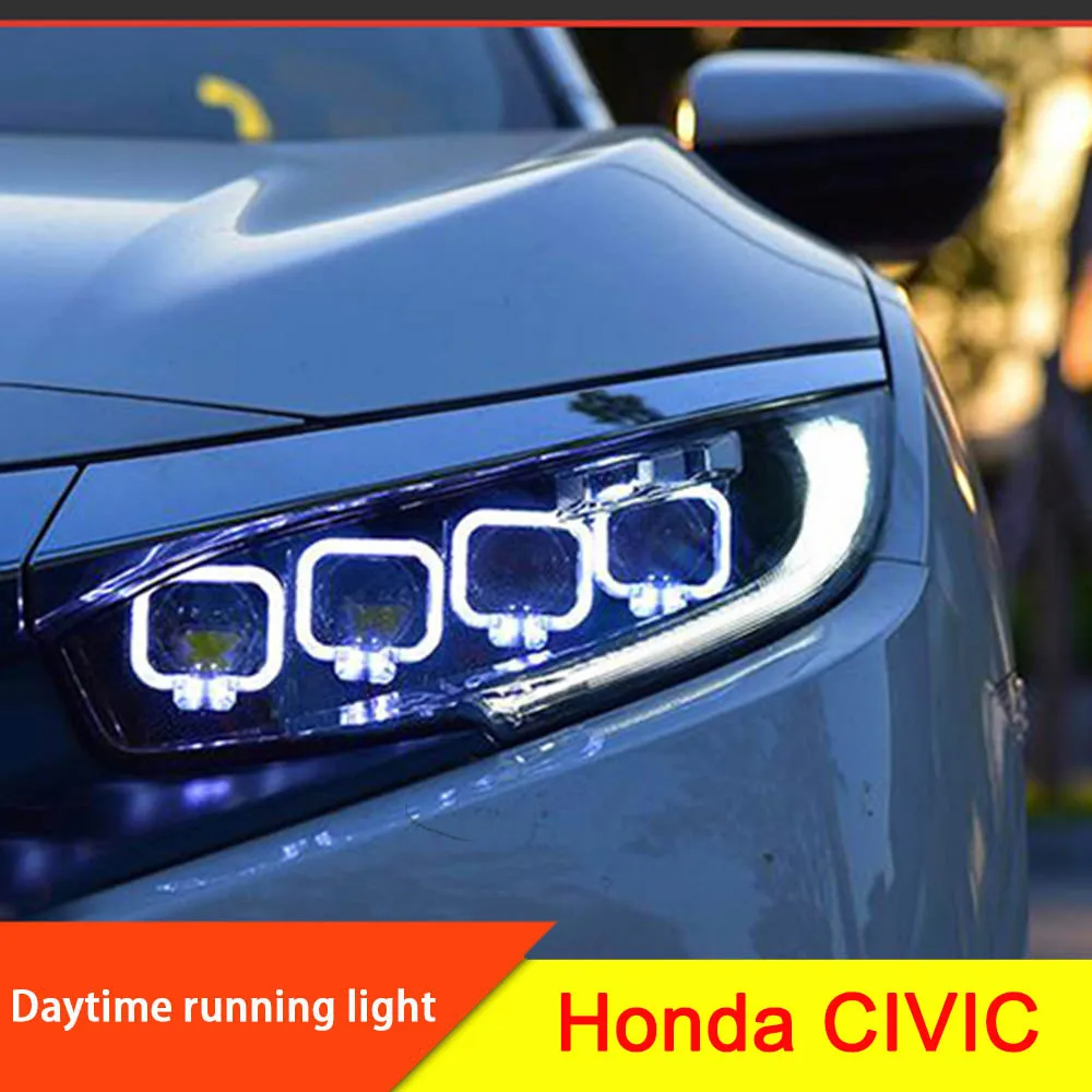 2 пары автомобилей DRL брови указатель поворота для Honda CIVIC X G10 MK10 Bugatti фары светодиодный ходовые огни биксеноновый луч противотуманные ангельские глазки