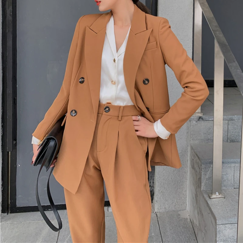 Women's Spring Fashion Casual Blazer Pant Suit Office Ladies Elegant Workwear Trousers Suit Female Business Clothing