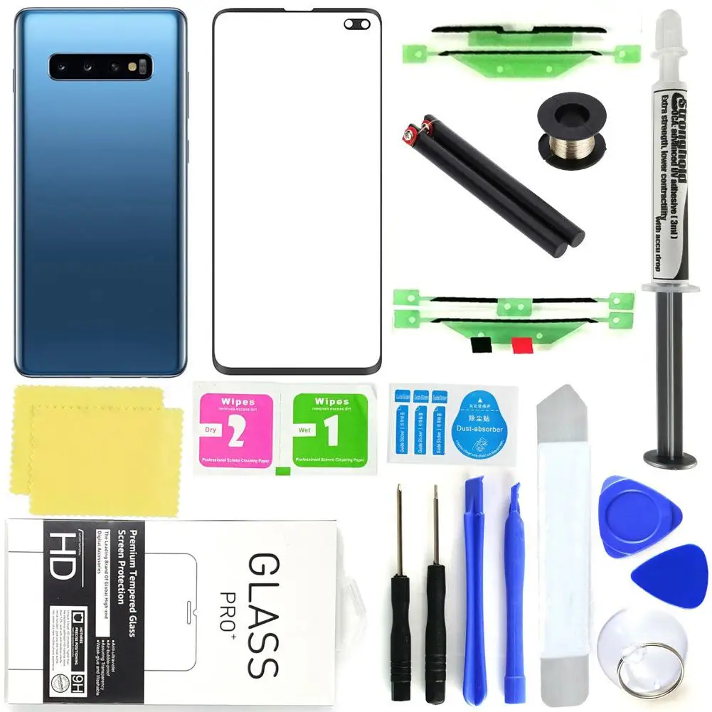

Front Lens Screen Back Glass Replacement Repair Kit for Samsung Galaxy S10 Plus