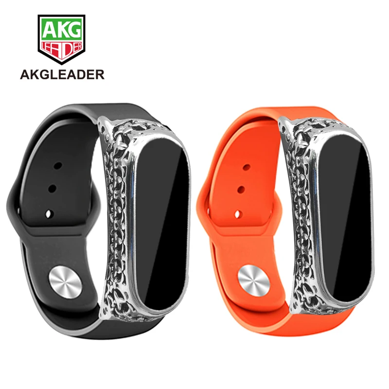 Akgleader Cinturino Da Polso Per Xiao Mi Mi Fascia 4 3 Morbido Ruuber Braccialetto + Metal Mi Fascia 4 Caso Cinturino Xiao Mi Mi Fascia 3 4 Watchstrap
