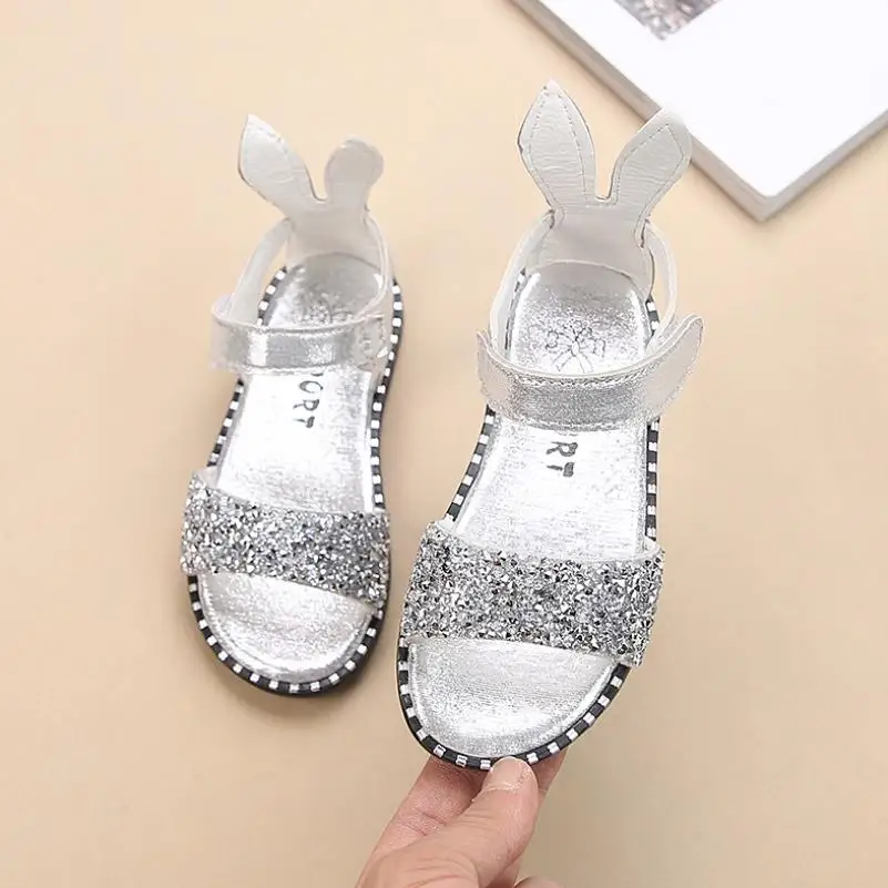 

Summer Girls Sandals New Korean Female Baby Princess Diamond open-toed Sandals non-slip Shoes Bright Skin Girls
