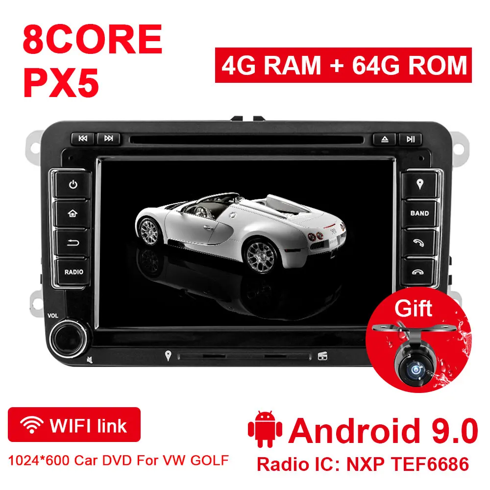 Android 9.0 4G 64G Eunavi tda7851 Android 9 dvd-плеер автомобиля аудио радио gps навигация для VW GOLF 6 Polo Bora JETTA B6 PASSAT Tiguan SKODA OCTAVIA - Цвет: Android 9.0 4G 64G