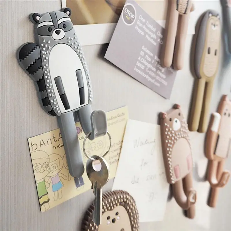 Magnetic Hooks Cute Removable Fridge Sticker Refrigerator Message Magnet Coat Hanger Key Holder Storage (Hedgehog)