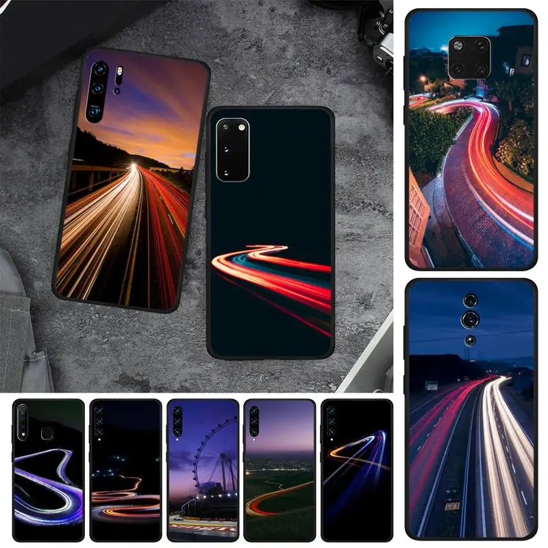 Racing Track Light Trail Avenue Road Soft Tpu Phone Case For Huawei Y6 Y7 Y9 Prime 2019 2018 Y9s Pro Lite Nova 3 2 5T 7Se A5i | Мобильные