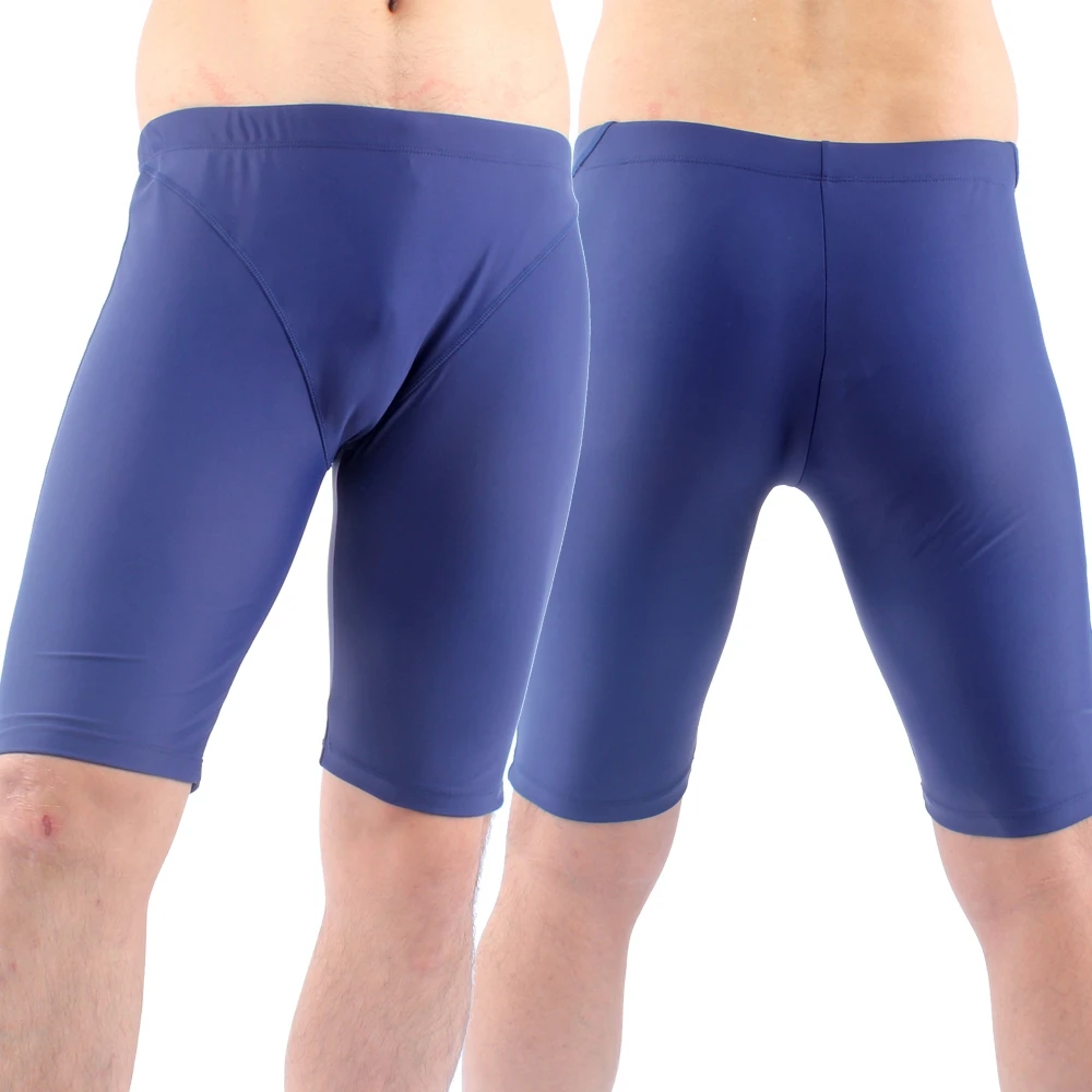 

New Summer Lycra Swimming Jammer Pant Men Long Swim Trunks Male Beach Short Knee Length Swimsuit Man Plus Size