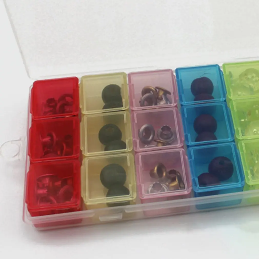 Красочная 21 Сетка Прозрачная домашняя коробка для таблеток коробочка для Хранения Драгоценностей Органайзер контейнер с отделениями коробка для хранения