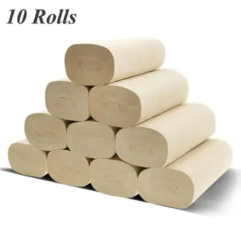 

10 rolls Toilet Tissue Home Bath Roll Paper Soft Toilet Paper Skin-friendly Coreless Paper Towels