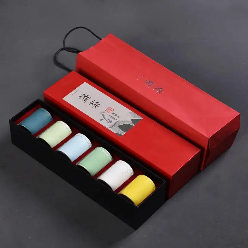 

Tea Box Seal Collection Storage Container Tin Boxes For Travel Gift Candy Cans Kitchen Tea Ceramic Jar Storage Holder 6pcs/Box