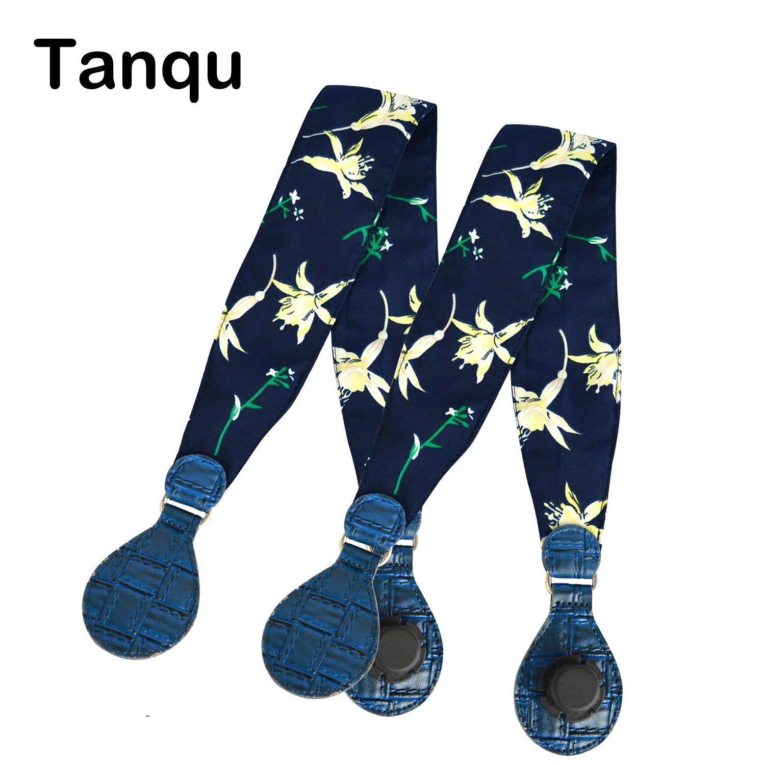 Tanqu 1 Pair Soft Floral Fabric Handle With Patchwork Drop End For Bag