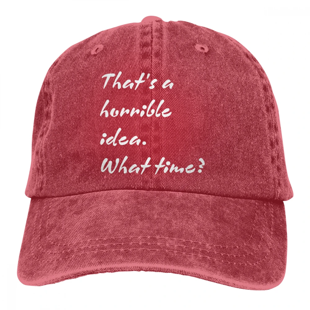 Это ужасная идея, какое время Casquette черные унисекс Мужские Женские джинсовые бейсболка с ремешком кепки Регулируемая шляпа для гольфа папа