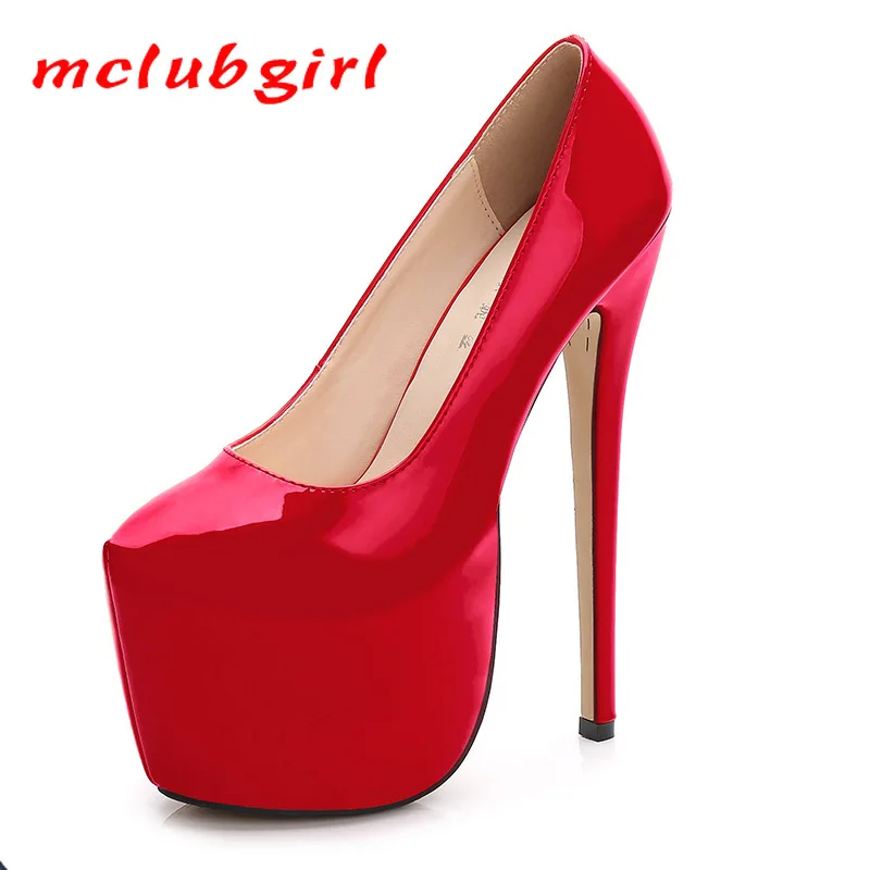 MCLUBGIRL/женские пикантные туфли на платформе; Цвет черный, красный; туфли для ночного клуба на очень высоком каблуке; водонепроницаемые туфли на платформе; красные туфли-лодочки на очень высоком каблуке; большие размеры; WZ