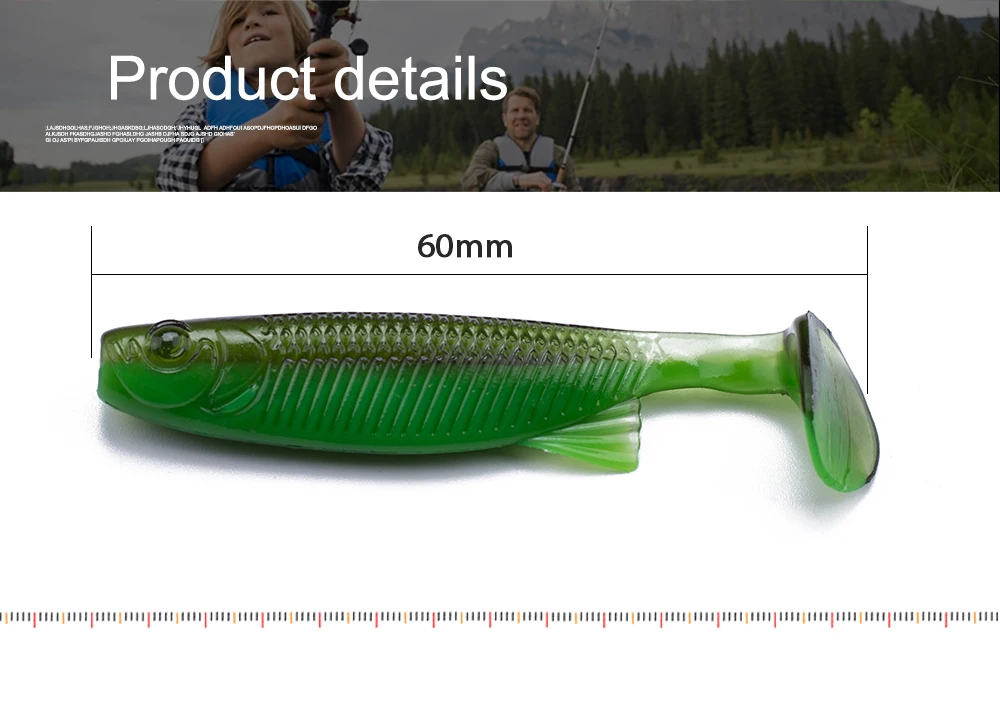 Hanlin 10pcs 6cm 2,5g T-Schwanz Wobbler Angeln lockt einfach Shiner Swimbaits Silikon weichen Köder zweifarbige Karpfen künstliche Tackle – Detail 3