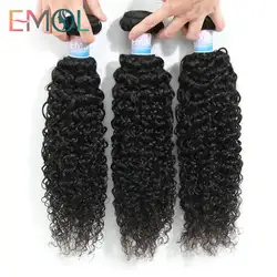 Emol курчавые пучки вьющихся волос перуанские человеческие волосы переплетения пучки 8-30 дюймов не Реми человеческие волосы пучки для