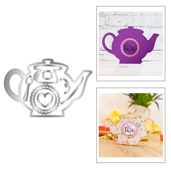 

2020 New Teapot Coffee Cup Spoon and Round Heart Frame Metal Cutting Dies For DIY Scrapbooking Greeting Card Making No Stamps