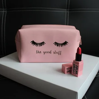 

Pink Handbag kawaii Eyelashes Cosmetic Bag PU Makeup Pouch Beauty Case Make Up Bag For Women Travel Organizer Kit Bag