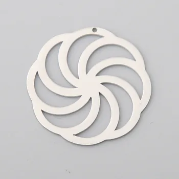

RAINXTAR Fashion Stainless Steel Rotate Flower Shape Pendant Charms For Necklace Making 28*28mm 20pcs SSC014