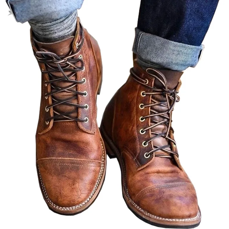 mens leather boots casual