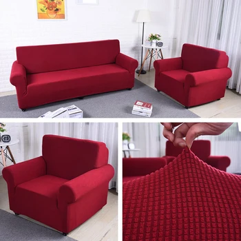 

Sofa Cover Spandex Living Room Chair Protector for Corner Sofa Couch Slipcover Solid Color 1/2/3/4 Seater Anti-Skid Plush