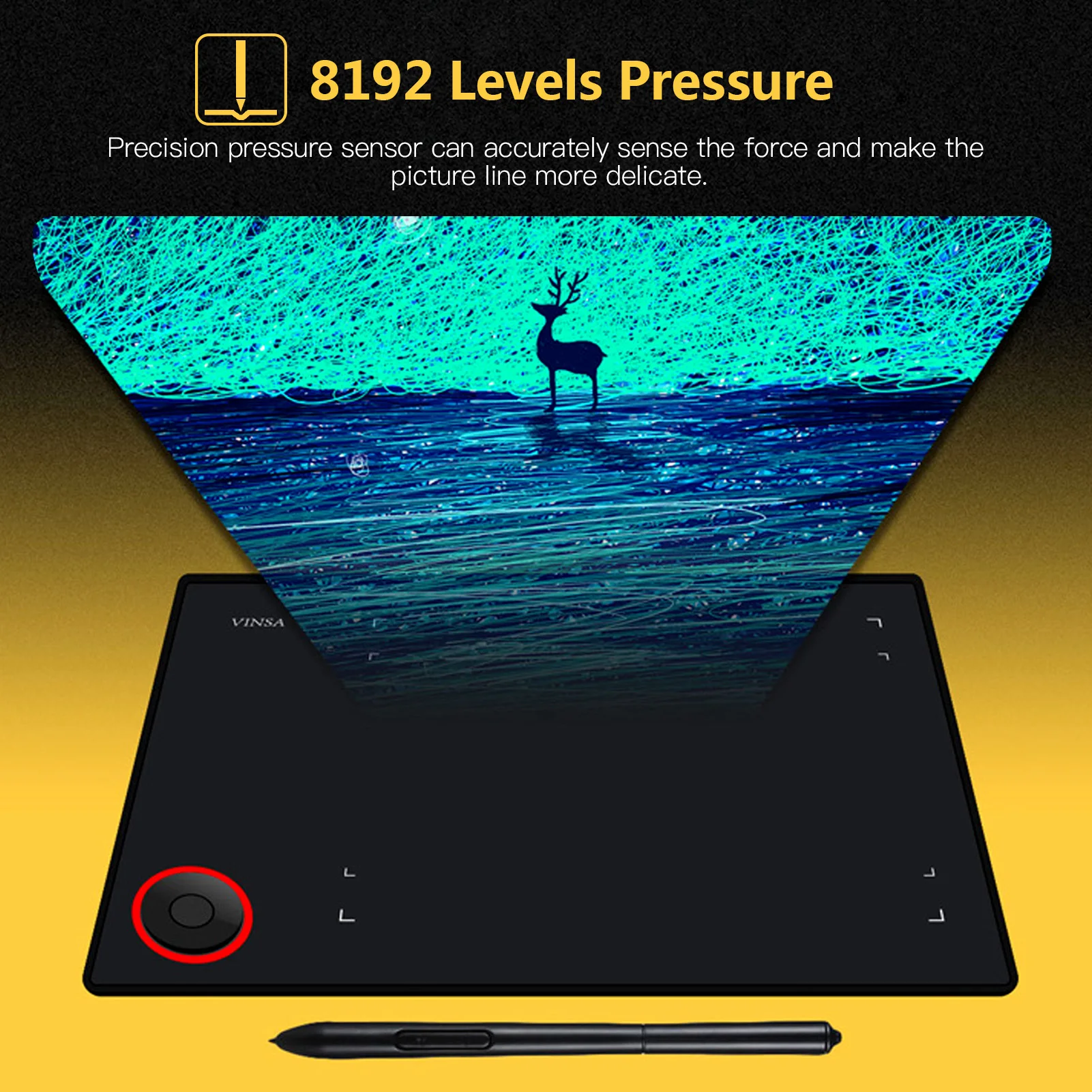 Professional Graphics Drawing Tablet Writing Board Controller Knob 8192  Levels Battery-Free Stylus Support PC/Laptop/