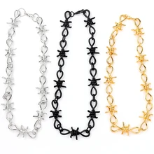 Панк шипы ожерелье замок колючая проволока Bramble рок цепь хип-хоп воротник леди мужские модные ювелирные изделия уличная одежда ожерелье