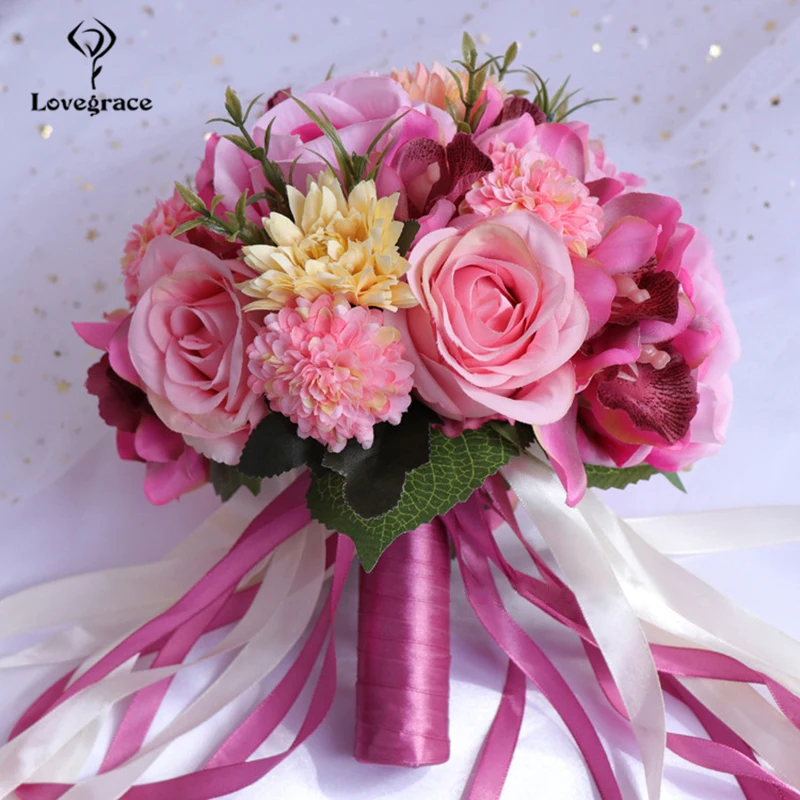Tanio Lovegrace bukiet ślubny dla panny młodej bukiet kwiatów materiały