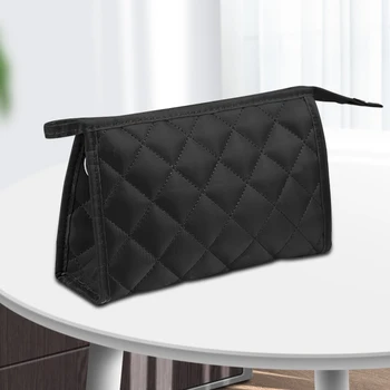 

Women Diamond Lattice Nylon Home Bathroom Cosmetic Bag Travel Organizer Zipper Vacation Makeup Case Pouch Business Trip Toiletry
