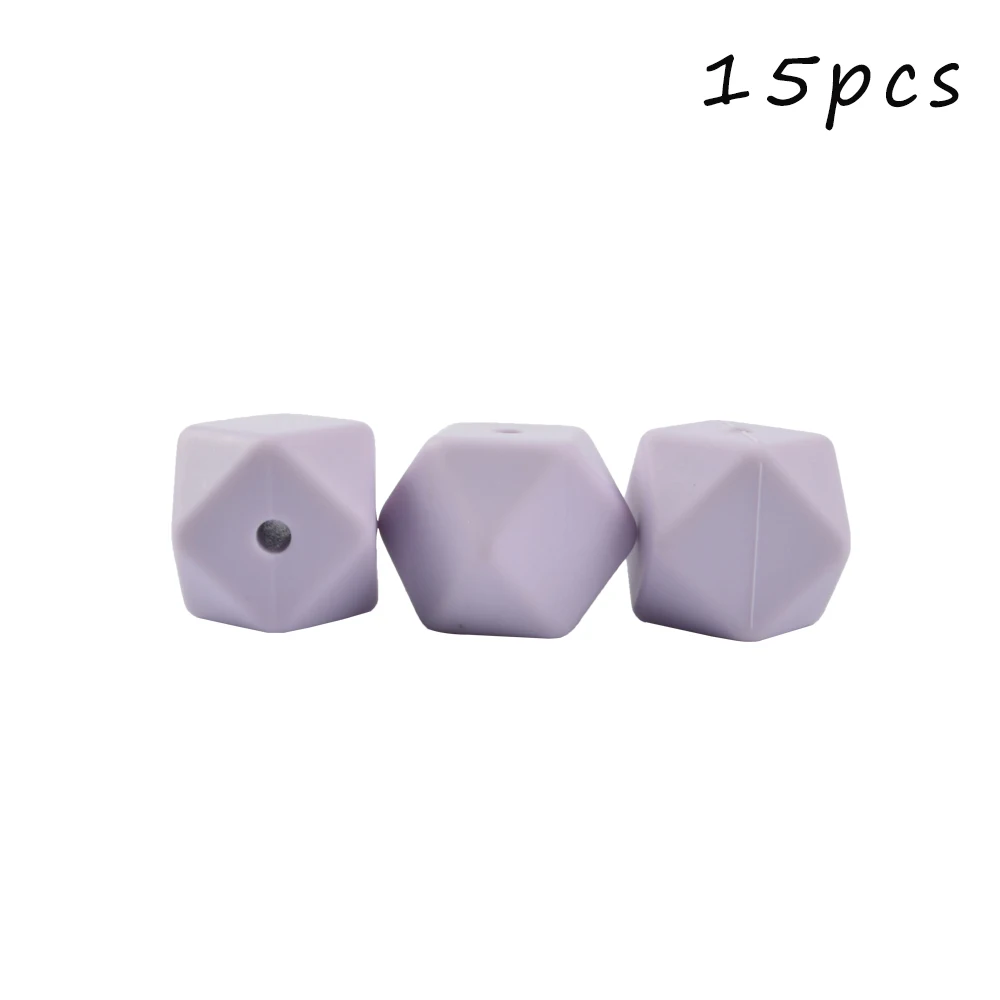 Lavender fog LOFCA 15 шт. 17 мм шестигранные силиконовые бусины для DIY Прорезывания Зубов Ожерелье кулон Силиконовые Прорезывания Зубов Бусины пищевого класса прорезывание зубов - Цвет: Lavender fog