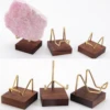 Metal Arm Mineral Stand Display Holder Rack Wood Support Base for Crystal Minerals Ores Agate Rocks for Home Office Show Room 1