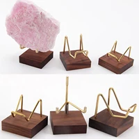 Metal Arm Mineral Stand Display Holder Rack Wood Support Base for Crystal Minerals Ores Agate Rocks for Home Office Show Room 1