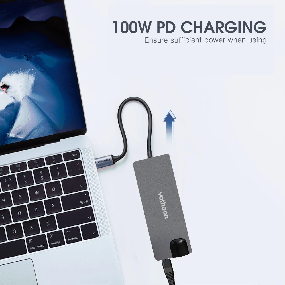 Vothoon USB Type C HUB to HDMI USB3.0 RJ45 SD Card Reader Adapter USB Splitter for MacBook Pro Air