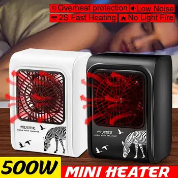 

Mini Electric Heater 220V 500W Home Office Winter Ceramic Heating Hot Fan Heater Portable Silent Fast Heat Zebra Printed Warmer