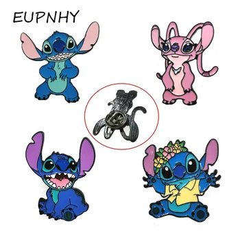 

EUPNHY 1Pcs Cute Stitch Metal Enamel Pins and Brooches Cartoon Lapel Pin for Backpack Bags Hat Badge Jeans Birthday Gifts
