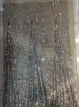 

Nigerian french net Lace Cyndi-16.8803 Embroidered Cord Lace Fabric with full beads for bridal dress